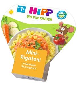 HIPP BIO MINI-RIGATONI SE ZELENINOU VE SMETANOVÉ OMÁČCE - MASO/ZELENINA - KRMENÍ