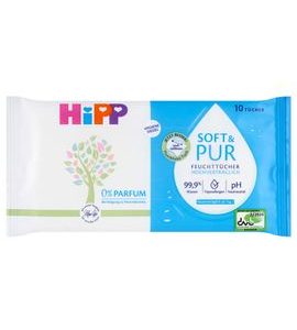 HIPP BABYSANFT ČISTÍCÍ VLHČENÉ UBROUSKY SOFT&PUR 10 KS - VLHČENÉ UBROUSKY - PŘEBALOVÁNÍ