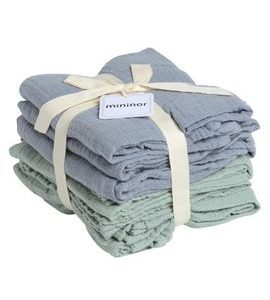 MININOR MUŠELÍNOVÉ ORGANICKÉ PLENKY GREY SEAL/WILLOW GREEN 6 KS - LÁTKOVÉ PLENY ALL IN ONE - PŘEBALOVÁNÍ