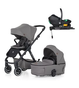 PETITE&MARS KOČÁREK KOMBINOVANÝ ICON 2V1 DOVE GREY LITE AIR + CORE PRO I-SIZE BLACK GREY + BÁZE - TROJKOMBINACE - KOČÁRKY A PŘÍSLUŠENSTVÍ