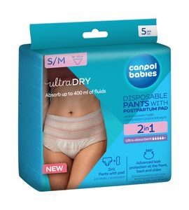 CANPOL BABIES JEDNORÁZOVÉ POPORODNÍ KALHOTKY S VLOŽKOU 2V1 S/M 5KS - POPORODNÍ KALHOTKY - PRO MAMINKY