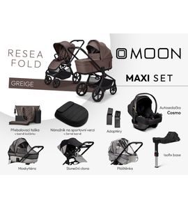 MOON RESEA FOLD MAXI SET - GREIGE - KOMBINACE S PŘÍSLUŠENSTVÍM - KOČÁRKY A PŘÍSLUŠENSTVÍ