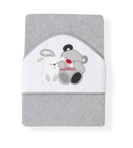INTERBABY OSUŠKA FROTÉ 100X100 PŘÁTELÉ ŠEDÁ - OSUŠKY A DĚTSKÉ ŽUPANY - KOUPÁNÍ A ZDRAVÍ