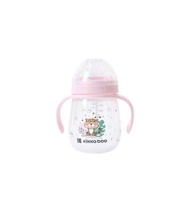 KIKKABOO HRNEK SE SILIKONOVÝM PÍTKEM 240ML 6M+ SAVANNA PINK - DĚTSKÉ HRNEČKY - KRMENÍ