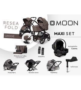 MOON RESEA FOLD MAXI SET - GREIGE - KOMBINACE S PŘÍSLUŠENSTVÍM - KOČÁRKY A PŘÍSLUŠENSTVÍ