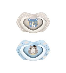 CANPOL BABIES SET SYMETRICKÝCH SILIKONOVÝCH DUDLÍKŮ 6-18M BONJOUR PARIS MODRÝ - ŠIDÍTKA A DOPLŇKY - KRMENÍ