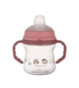 CANPOL BABIES HRNEČEK SE SILIKONOVÝM PÍTKEM FIRSTCUP BONJOUR PARIS 150ML RŮŽOVÝ - DĚTSKÉ HRNEČKY - KRMENÍ