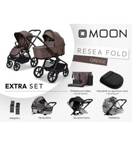 MOON RESEA FOLD EXTRA SET - GREIGE - KOMBINACE S PŘÍSLUŠENSTVÍM - KOČÁRKY A PŘÍSLUŠENSTVÍ