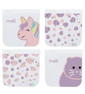 MELII OPAKOVATELNĚ POUŽITELNÉ SÁČKY NA SVAČINU 4KS - KOČKA, JEDNOROŽEC - KRABIČKY NA SVAČINU - KRMENÍ