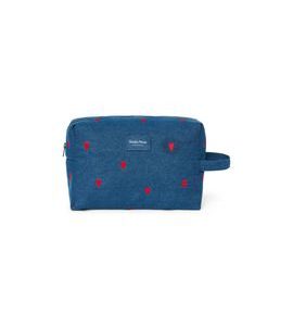 STUDIO NOOS DENIM TOILETRY - TOALETNÍ TAŠTIČKA | BLUE RED HEARTS - KOSMETICKÉ TAŠKY - PŘEBALOVÁNÍ