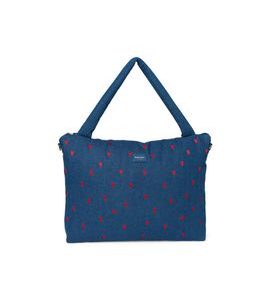 STUDIO NOOS DENIM DIAPER BAG - PŘEBALOVACÍ TAŠKA | DARK BLUE RED HEARTS - PŘEBALOVACÍ TAŠKY - KOČÁRKY A PŘÍSLUŠENSTVÍ