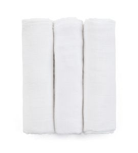 PETITE&MARS SADA PLENEK BAMBUSOVÁ MUŠELÍNOVÁ 3KS MOUSSY TOTAL WHITE, 68 X 68 CM - LÁTKOVÉ PLENY ALL IN ONE - PŘEBALOVÁNÍ