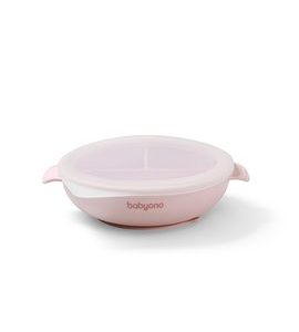 BABYONO TALÍŘ SILIKONOVÝ S PŘÍSAVKOU A VÍČKEM RŮŽOVÝ 6M+ - MISKY, TALÍŘKY A PODLOŽKY - KRMENÍ