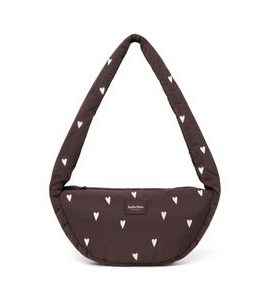 STUDIO NOOS PUFFY MINI CROSS BODY BAG BROWN HEARTS - ORGANIZÉRY A KOŠÍKY - KOČÁRKY A PŘÍSLUŠENSTVÍ
