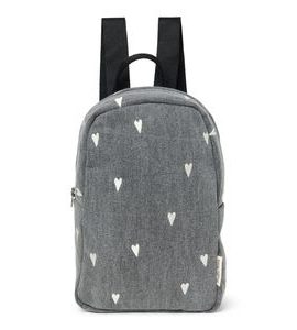 STUDIO NOOS DENIM MINI BACKPACK BATŮŽEK GREY HEART - ORGANIZÉRY A KOŠÍKY - KOČÁRKY A PŘÍSLUŠENSTVÍ