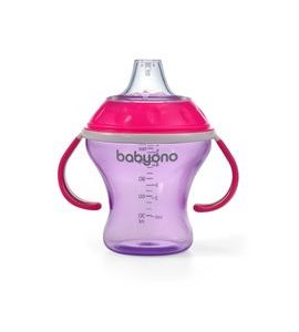 BABYONO HRNEČEK NETEKOUCÍ S MĚKKÝM NÁUSTKEM NATURAL NURSING 180 ML FIALOVÁ - DĚTSKÉ HRNEČKY - KRMENÍ