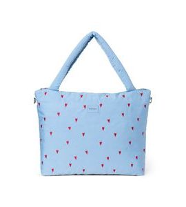STUDIO NOOS PUFFY DIAPER BAG PŘEBALOVACÍ TAŠKA LIGHT BLUE HEARTS - PŘEBALOVACÍ TAŠKY - KOČÁRKY A PŘÍSLUŠENSTVÍ