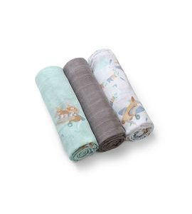 BABYONO PLENY BAMBUSOVÉ 3 KS BLUE, 70X70 CM - LÁTKOVÉ PLENY ALL IN ONE - PŘEBALOVÁNÍ