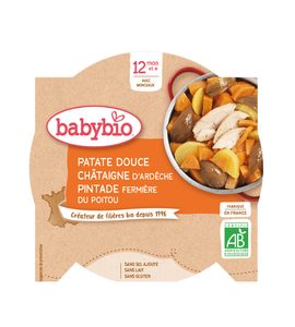 BABYBIO SLADKÉ BRAMBORY S KAŠTANOVÝM PYRÉ A FARMÁŘSKOU PERLIČKOU 230 G - MASO/ZELENINA - KRMENÍ