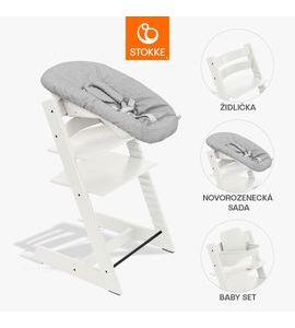 STOKKE® TRIPP TRAPP® + NOVOROZENECKÁ SADA + BABY SET ZVÝHODNĚNÁ SADA - JÍDELNÍ ŽIDLIČKY DŘEVĚNÉ - KRMENÍ