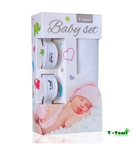 T-TOMI BABY SET BAMBUSOVÁ OSUŠKA BAREVNÁ + KOČÁRKOVÝ KOLÍČEK - ZAVINOVACÍ PLENY / OSUŠKY VELKÉ - PŘEBALOVÁNÍ