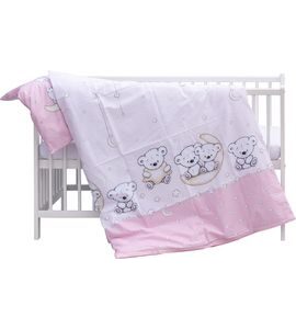 SCARLETT DĚTSKÁ POSTÝLKA S KOMPLETNÍ VÝBAVOU SCARLETT TORO 120 X 60 CM - RŮŽOVÁ - DŘEVĚNÉ POSTÝLKY - SPINKÁNÍ