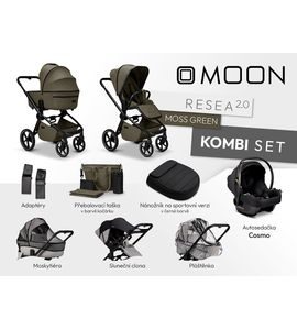 MOON RESEA 2.0 KOMBI SET - MOSS - KOMBINACE S PŘÍSLUŠENSTVÍM - KOČÁRKY A PŘÍSLUŠENSTVÍ