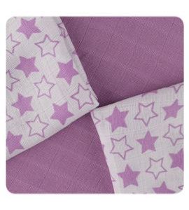 KIKKO BAMBUSOVÉ UBROUSKY XKKO BMB 30X30 LITTLE STARS LILAC MIX - BRYNDÁKY - KRMENÍ