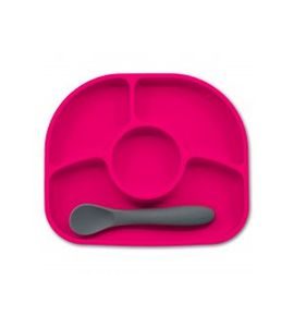 BBLÜV YÜMI SILIKONOVÝ TALÍŘEK A LŽIČKA PINK - MISKY, TALÍŘKY A PODLOŽKY - KRMENÍ