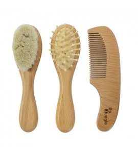 BO JUNGLE SADA DŘEVĚNÝCH KARTÁČKŮ BABY CARE 3KS - ŽÍNKY A HOUBIČKY - KOUPÁNÍ A ZDRAVÍ