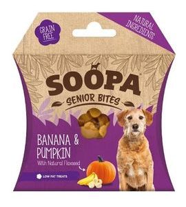 SOOPA PETS SOOPA HEALTHY BITES SENIOR S BANÁNEM, DÝNÍ A LNĚNÝM SEMÍNKEM 50 G - VÝCVIKOVÉ PAMLSKY PRO PSY - CHOVATELSKÉ POTŘEBY MALVÍKZOO