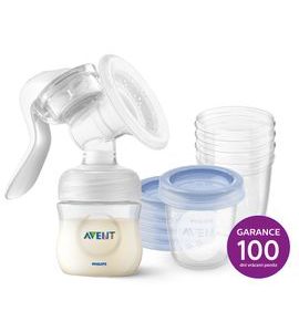 PHILIPS AVENT ODSÁVAČKA MATEŘSKÉHO MLÉKA MANUÁLNÍ + VIA 180ML 5KS - ODSÁVAČKY MATEŘSKÉHO MLÉKA - KRMENÍ