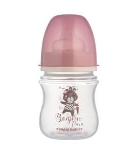 CANPOL BABIES LAHEV SE ŠIROKÝM HRDLEM BONJOUR PARIS 120ML RŮŽOVÁ - KOJENECKÉ LAHVE - KRMENÍ