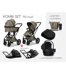 MOON PIÚ KOMBI SET BLACK MATT - MUD - KOMBINACE S PŘÍSLUŠENSTVÍM - KOČÁRKY A PŘÍSLUŠENSTVÍ