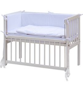 SCARLETT DĚTSKÁ POSTÝLKA BABY BÍLÁ S KOMPLETNÍ VÝBAVOU MARTIN BÍLÁ 90X41 CM - DŘEVĚNÉ POSTÝLKY - SPINKÁNÍ