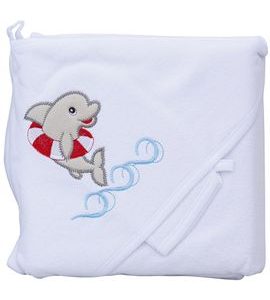 SCARLETT FROTÉ RUČNÍK S KAPUCÍ DELFÍN BÍLÁ - OSUŠKY A DĚTSKÉ ŽUPANY - KOUPÁNÍ A ZDRAVÍ