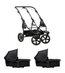 TFK TFK SET DUO2 FRAME 2025 - AIR CHAMBER WHEEL + CARRYCOT BLACK - KOČÁRKY PRO DVOJČATA - KOČÁRKY A PŘÍSLUŠENSTVÍ