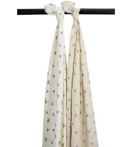 MEYCO MUŠELÍNOVÉ PLENY GINKO 120X120 CM 2-BALENÍ - OFF WHITE/SOFT SAND - LÁTKOVÉ PLENY ALL IN ONE - PŘEBALOVÁNÍ