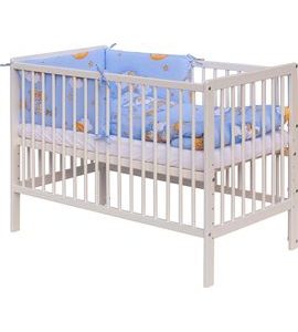 SCARLETT DĚTSKÁ POSTÝLKA S KOMPLETNÍ VÝBAVOU SCARLETT 120 X 60 CM - MRÁČEK - MODRÁ - DŘEVĚNÉ POSTÝLKY - SPINKÁNÍ