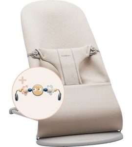 BABYBJORN BABYBJORN LEHÁTKO BLISS LIGHT BEIGE 3D JERSEY S HRAČKOU GOOGLY EYES PASTEL - LEHÁTKA A HOUPADLA - SPINKÁNÍ