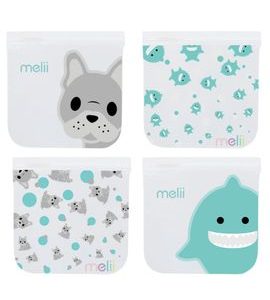 MELII OPAKOVATELNĚ POUŽITELNÉ SÁČKY NA SVAČINU 4KS - BULDOČEK, ŽRALOK - KRABIČKY NA SVAČINU - KRMENÍ