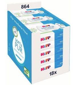 HIPP BABYSANFT ČISTÍCÍ VLHČENÉ UBROUSKY SOFT&PUR + VÍČKO 18X48 KS - VLHČENÉ UBROUSKY - PŘEBALOVÁNÍ