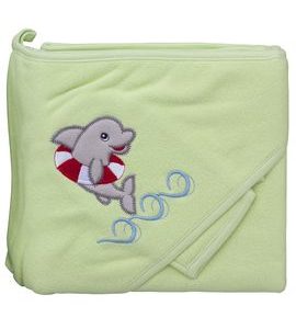 SCARLETT FROTÉ RUČNÍK S KAPUCÍ DELFÍN ZELENÁ - OSUŠKY A DĚTSKÉ ŽUPANY - KOUPÁNÍ A ZDRAVÍ