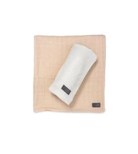 VINTER & BLOOM SADA DEK SOFT GRID + MUSLIN WHITE/BEIGE - DĚTSKÉ DEKY PRO MIMINKA - SPINKÁNÍ