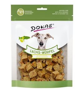 DOKAS - KOSTKY Z LOSOSA S GOJI A MATCHOU 150 G - SUŠENÉ PAMLSKY PRO PSY - CHOVATELSKÉ POTŘEBY MALVÍKZOO