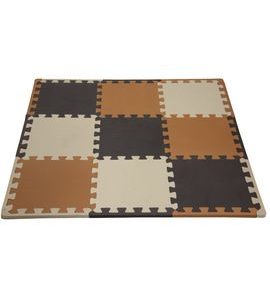 RIALTO BABY HRACÍ PODLOŽKA PUZZLE S OKRAJEM BROWN BEIGE GREY 92X92 CM - HRACÍ PODLOŽKY NA ZEM - SPINKÁNÍ
