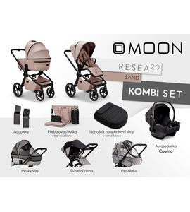 MOON RESEA 2.0 KOMBI SET - SAND - KOMBINACE S PŘÍSLUŠENSTVÍM - KOČÁRKY A PŘÍSLUŠENSTVÍ