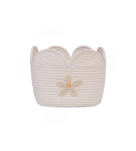 CHILDHOME KOŠ NA HRAČKY KVĚTINA OFF WHITE 30X20X15 CM - BOXY NA HRAČKY - SPINKÁNÍ