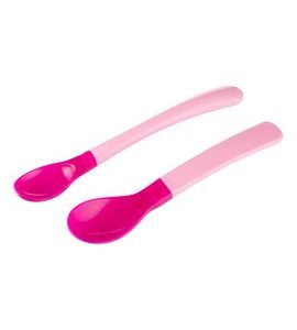 CANPOL BABIES PLASTOVÉ LŽIČKY TERMO 2KS RŮŽOVÉ - LŽIČKY A PŘÍBORY - KRMENÍ