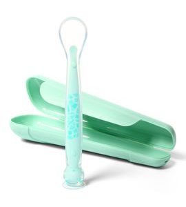 BABYONO LŽIČKA SILIKONOVÁ S OBALEM MODRÁ 6M+ - LŽIČKY A PŘÍBORY - KRMENÍ